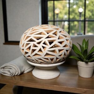 Hand Carved Clay Luminary, Mexican Terracotta Candle Holder, Handmade Geometric Lamp, Oaxaca Artisan Home Decor Santa María Atzompa