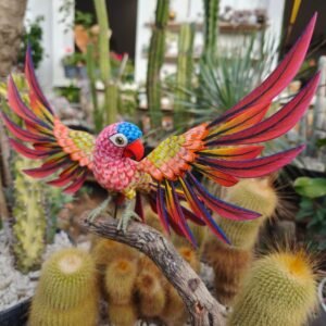Parakeet Bird Statue Mexican Art Alebrije Sculpture, Wooden Parrot  Decoration Figure, Made Of Wood And Carved By Hand ASK FOR CUSTOMIZE