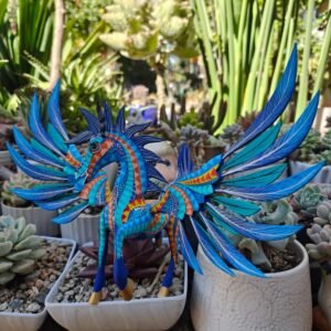 Pegasus Statue Folk Art Alebrije Sculpture, Wooden horse Mexican Decoration Figurine, Made Of Wood And Carved By Hand