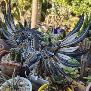 Pegasus Statue Folk Art Alebrije Sculpture, Wooden horse Mexican Decoration Figurine, Made Of Wood And Carved By Hand