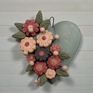 Miniature Clay Heart Wall Hanging Ornament Artistic  Metepec  México By Artisans Handmade Crafts, Home Decor Folk Art,  Pigment Technique
