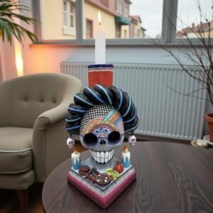 Candleholder Skull Ofrenda Día de los Muertos Catrina, Day of the Dead ornaments, skull as Mexican decoration, altar of the dead