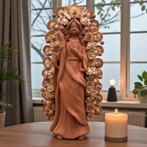 Saint Jude Thaddeus Clay Statue From Metepec Estado de México, San Juditas Folk Art Artisans Handmade, Religious Home Decor Spiritual 15”