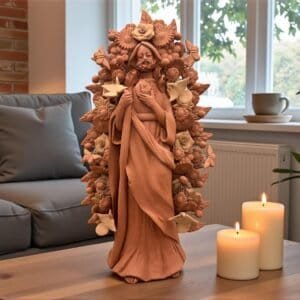 Saint Jude Thaddeus Clay Statue From Metepec Estado de México, San Juditas Folk Art Artisans Handmade, Religious Home Decor Spiritual 15”