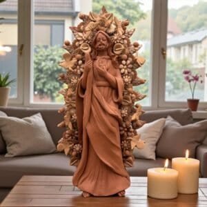 Saint Jude Thaddeus Clay Statue From Metepec Estado de México, San Juditas Folk Art Artisans Handmade, Religious Home Decor Spiritual 15”