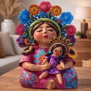 Pachamama Handmade Sculpture - Mexican Mother Earth Art, Colorful Clay Figurine, Spiritual Decor, Indigenous Folk Art, Home Decor Metepec