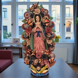 XL Virgin Mary Handmade Clay Piece, Virgen de Guadalupe  Mexican Decoration, Mary Virgin Sculpture,Metepec Estado de México Virgencita 23.7”