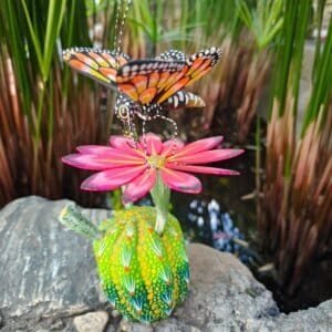 Butterflie Viznaga Statue Mexican Folk Art Alebrije Sculpture, Wooden As Mexican Decoration Figurine, Made Of Wood And Carved By Hand