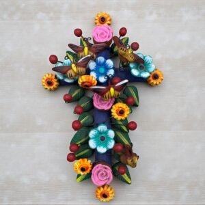 Crucifix, Mexican folk art, Cross Sculpture, Mexican cross, Cross wall hanging, Cross figurine, Decorative cross