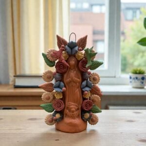 Virgin Mary clay pieces, Wall hanging  ornaments,  Mexican decoration, Mary Virgin sculpture, Technique “pigmento” natural colors. Metepec