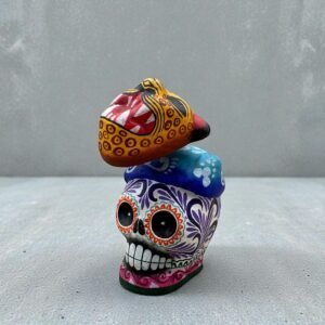 Day Of The Dead Dog Figurine, Mexican Folk Art Puppy Sculpture, Hand Painted Sugar Skull Style Dog Decor, Dia De Muertos Animal Art