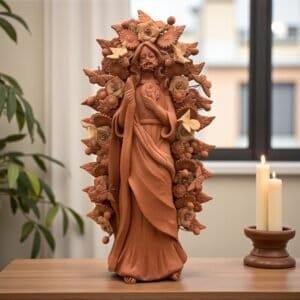 Saint Jude Thaddeus Clay Statue From Metepec Estado de México, San Juditas Folk Art Artisans Handmade, Religious Home Decor Spiritual 15”