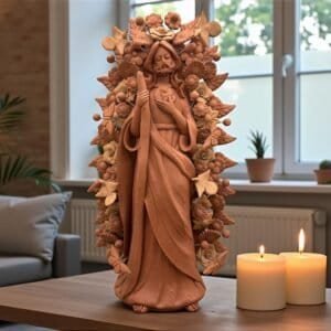 Saint Jude Thaddeus Clay Statue From Metepec Estado de México, San Juditas Folk Art Artisans Handmade, Religious Home Decor Spiritual 15”