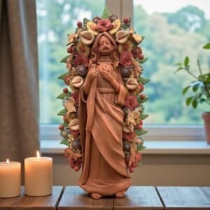 Saint Jude Thaddeus Clay Statue From Metepec Estado de México, San Juditas Folk Art Artisans Handmade, Religious Home Decor Spiritual 15”